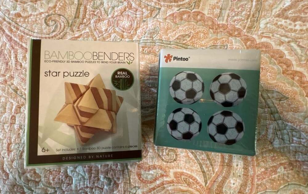 Bundle only NIB Bamboo Benders Star Puzzle 3D Wooden & 3-D soccer ball puzzle